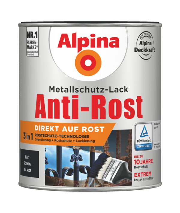 Alpina Metallschutz-Lack Anti-Rost Schwarz matt - Alpina Farben