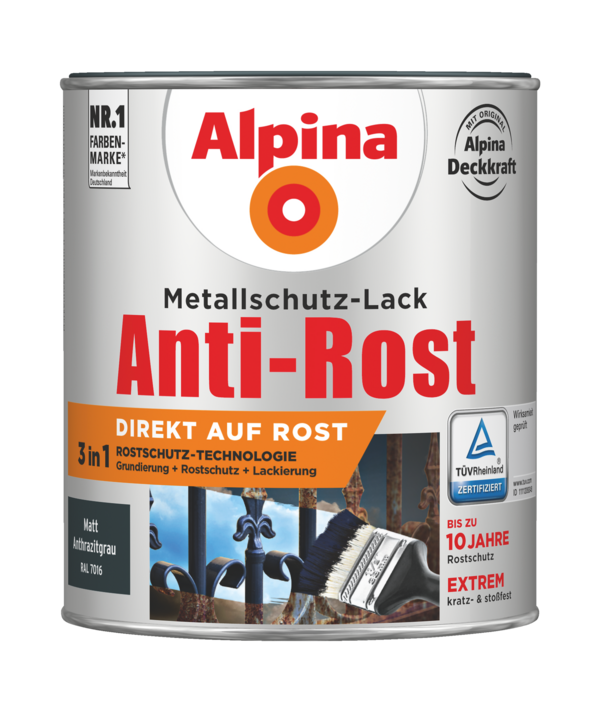 Alpina Metallschutz-Lack Anti-Rost Anthrazitgrau matt - Alpina Farben