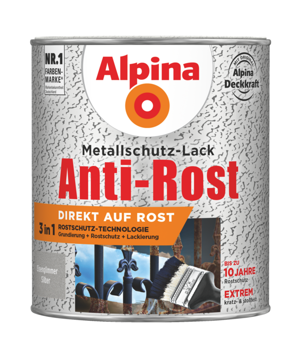 Alpina Metallschutz-Lack Anti-Rost Eisenglimmer Silber - Alpina Farben