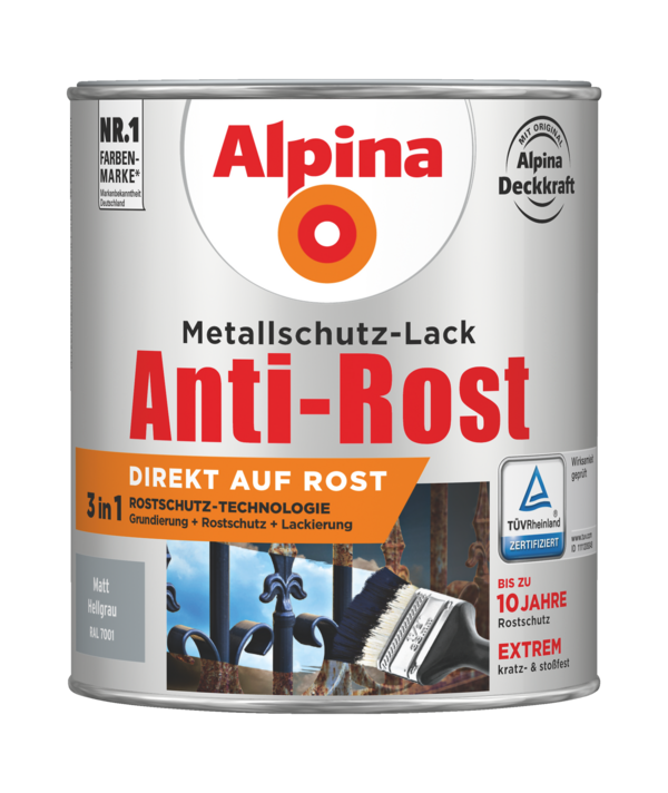 Alpina Metallschutz-Lack Anti-Rost Hellgrau matt - Alpina Farben