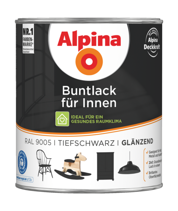Alpina Buntlack für Innen Tiefschwarz - Alpina Farben