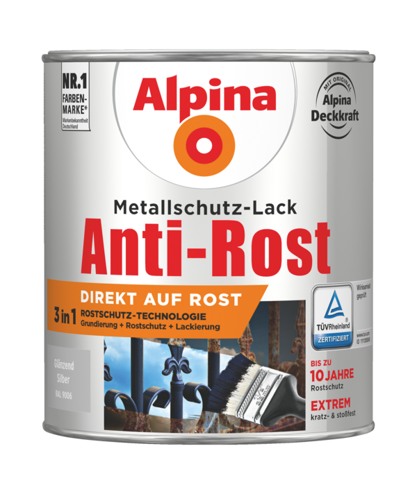 Alpina Metallschutz-Lack Anti-Rost Silber Glänzend - Alpina Farben