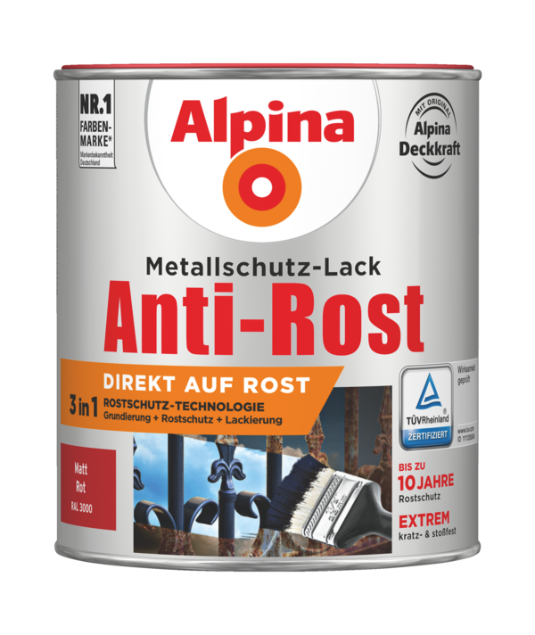 Alpina Metallschutz-Lack Anti-Rost Rot matt - Alpina Farben