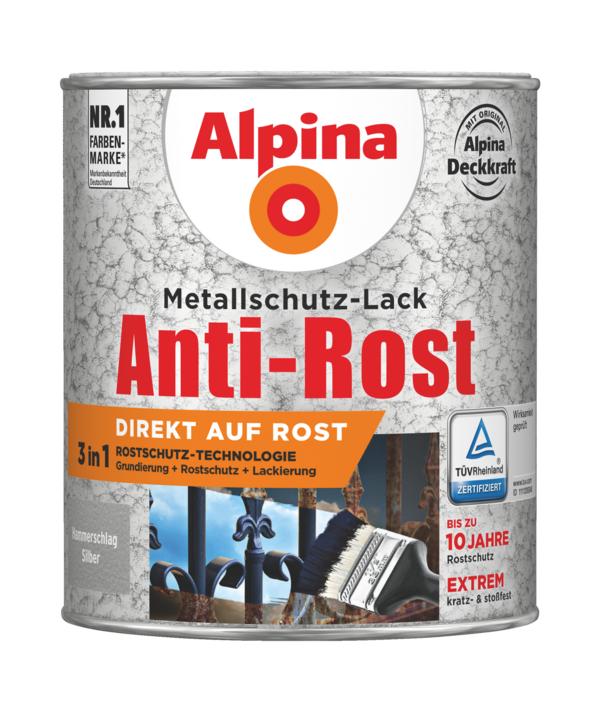 Alpina Metallschutz-Lack Anti-Rost Hammerschlag Silber - Alpina Farben