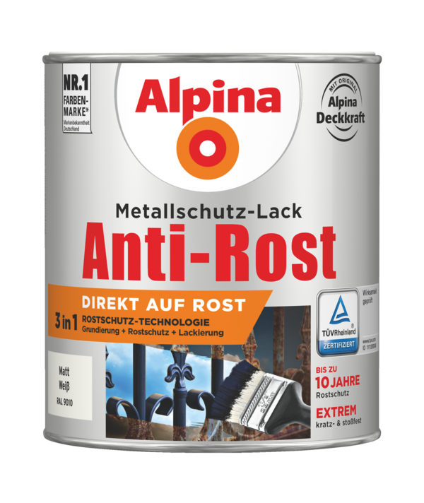Alpina Metallschutz-Lack Anti-Rost Weiss matt - Alpina Farben